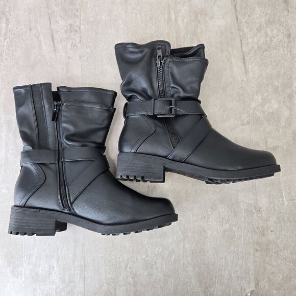 Torrid Moto Boots 9.5 Wide Fit Black Buckle Biker Grunge Western Slouchy Bootie - Picture 6 of 13